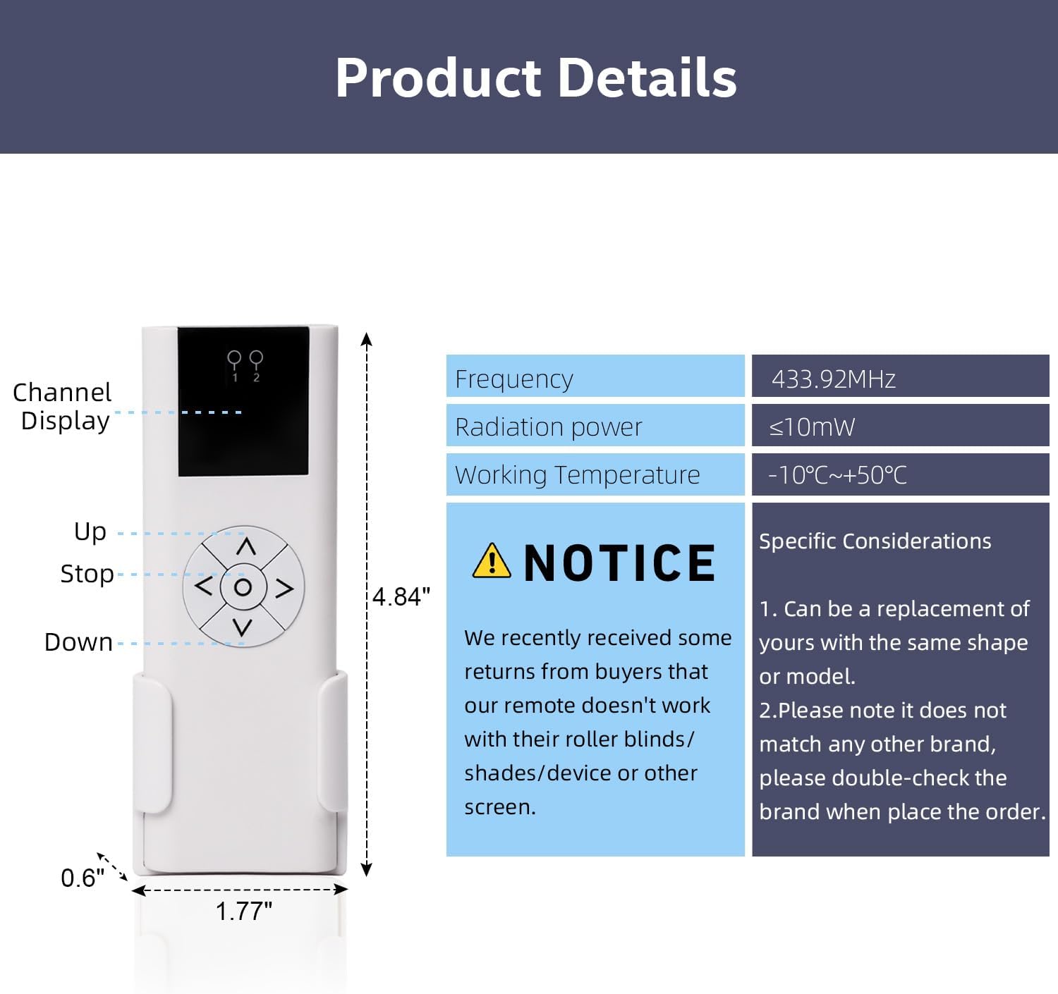 AC114-02-Wireless Control, 2 Channel Blinds Controller for Motorized Roller Shades and Blinds
