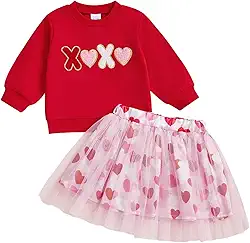 Conjunto de 2 peças de roupa infantil para o Dia dos Namorados com letras batatas fritas e letras francesas