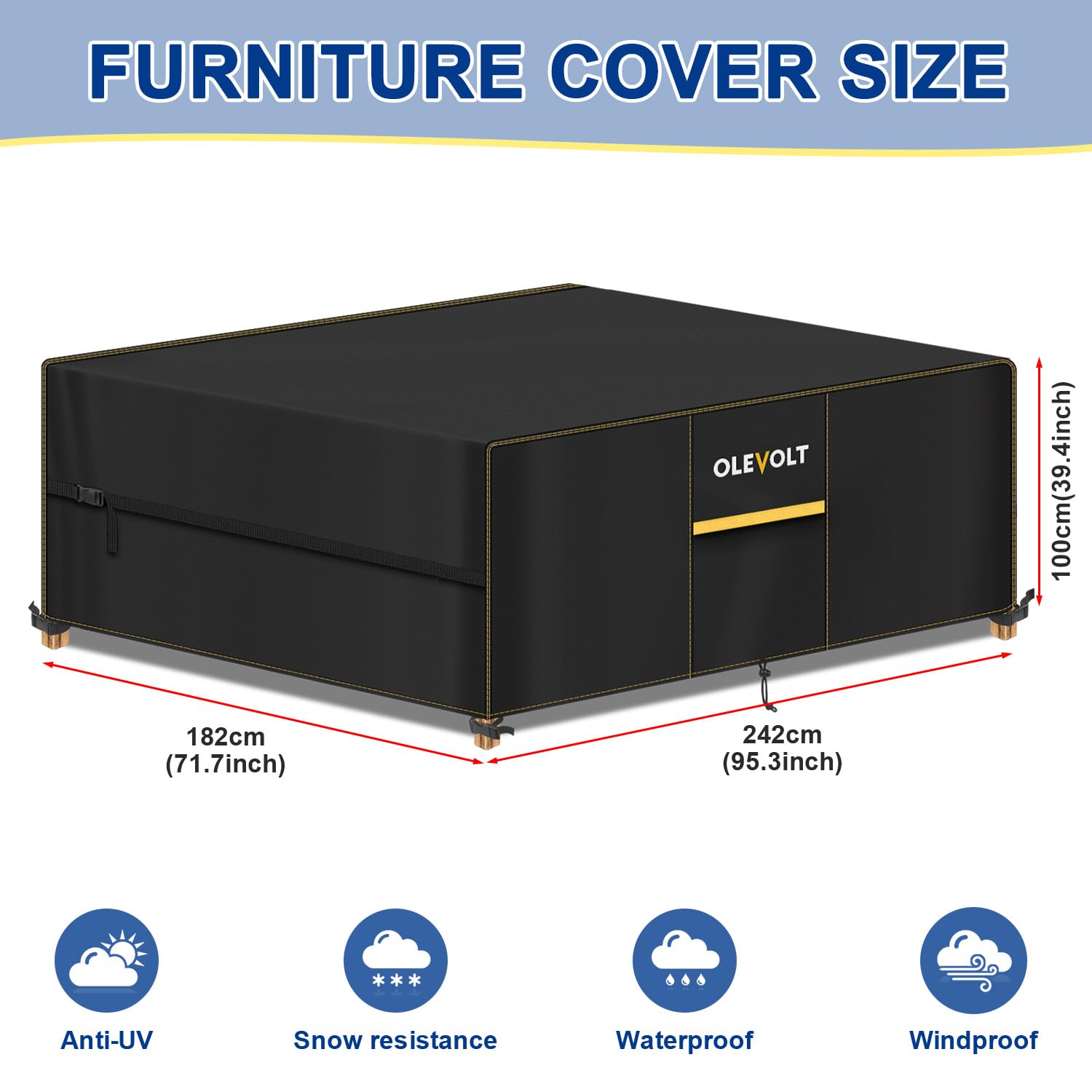 Fundas Muebles Jardin Exterior Impermeable Funda Mesa Jardin 420D | Cubre Muebles Exterior Impermeable Funda Sofa Jardin Rectangular Fundas Muebles Exterior para Mesas, Sillas 242x182x100cm