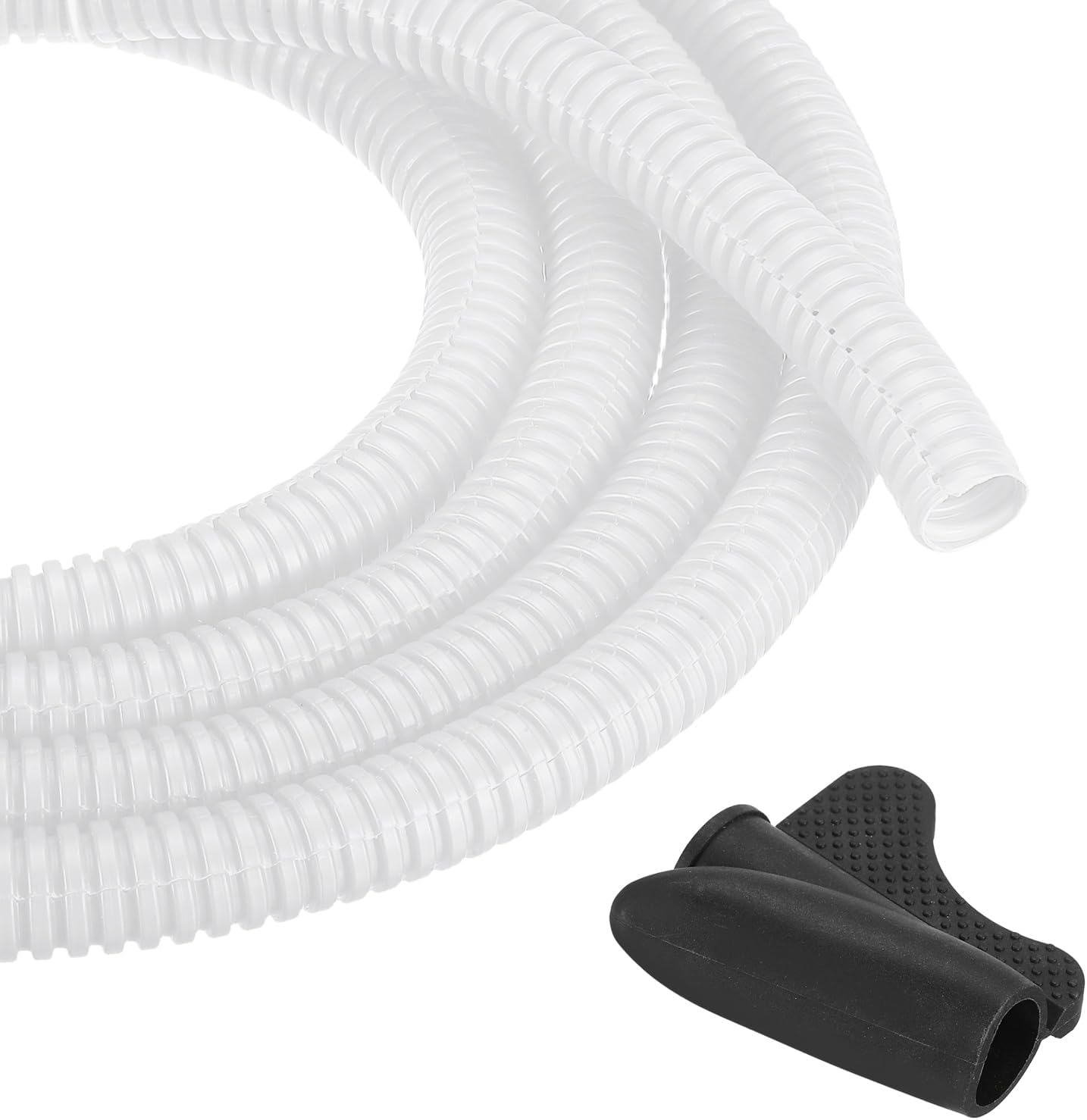MECCANIXITY 3/8 Inch 100ft Split Wire Loom Tubing, Flexible Cord Protectors with Installation Tool Cable Management Sleeve Conduits Cover for Office Home Electrical Automotive Wires, White