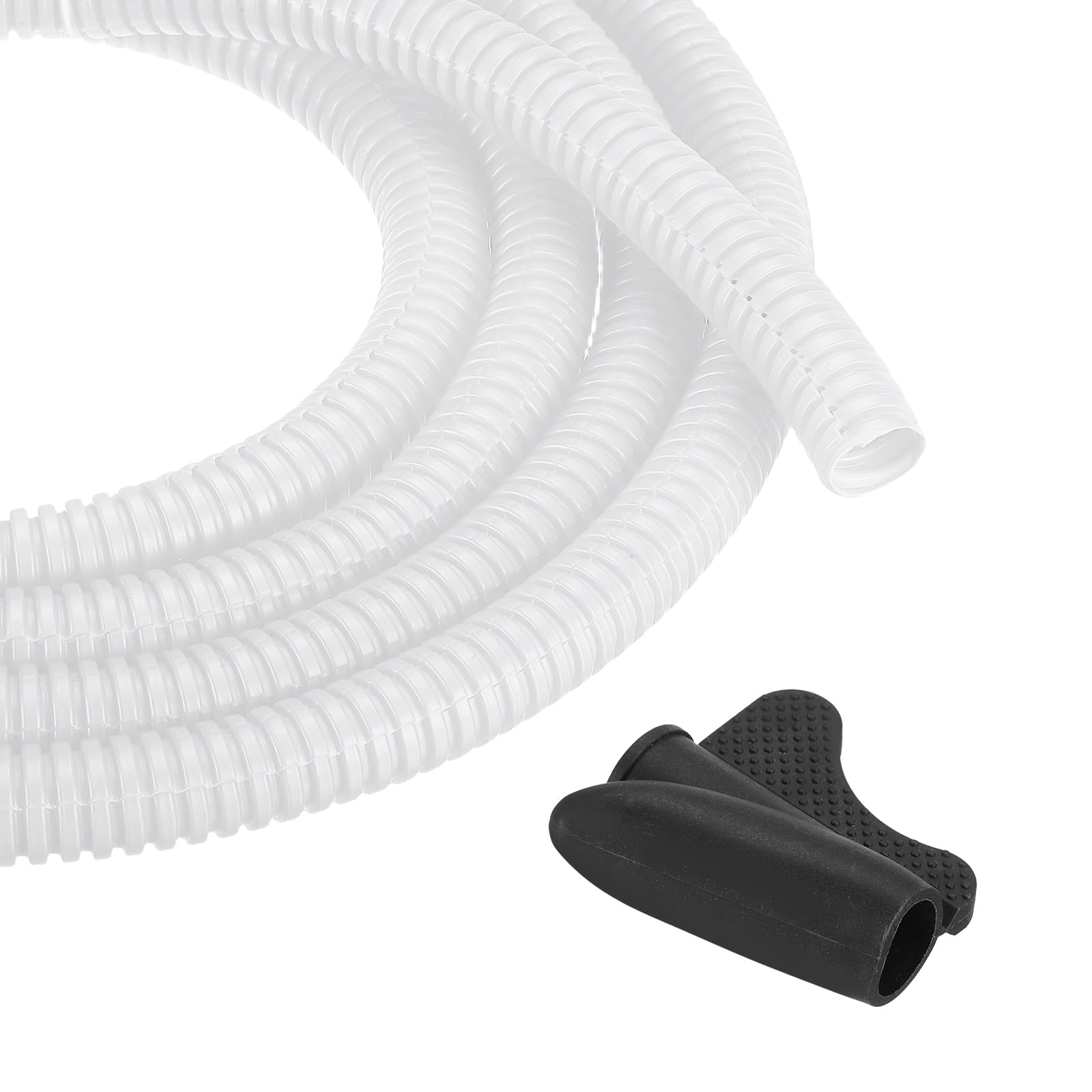 sourcing map 3/8 Inch 20ft Split Wire Loom Tubing, Flexible Cord Protectors with Installation Tool Cable Management Sleeve Conduits Cover for Office Home Electrical Automotive Wires, White