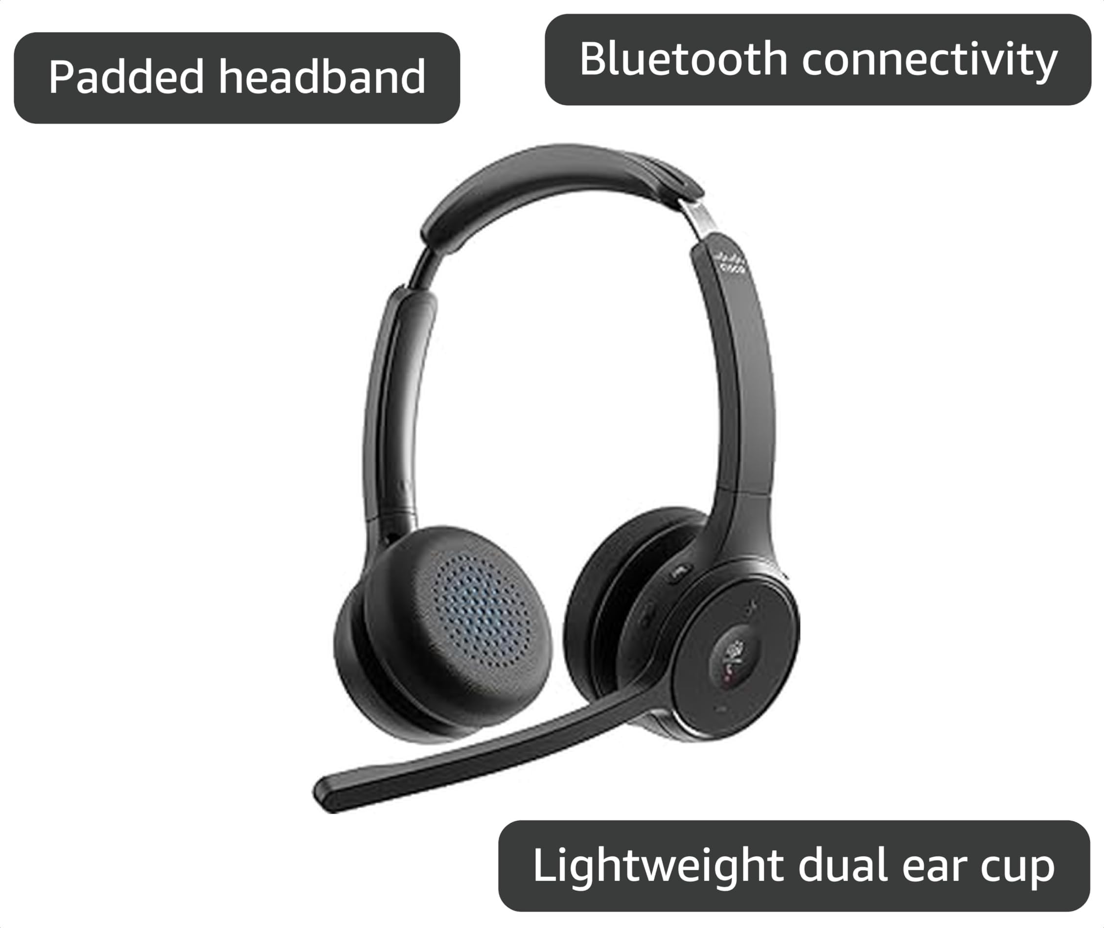 Amazon.com: Cisco Headset 722Q, Wireless Dual On-Ear Bluetooth
