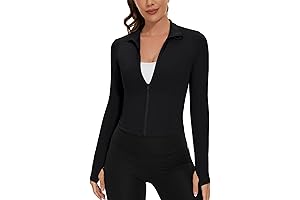 Women's Cropped Workout Jacket - Zip-Up Athletic Jacket