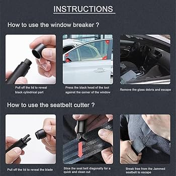 Aazon.co: Yeria 4 Packs SafeHaer Window Breaker Seatbelt Cutter, 2025 Upgraded Safe Haer