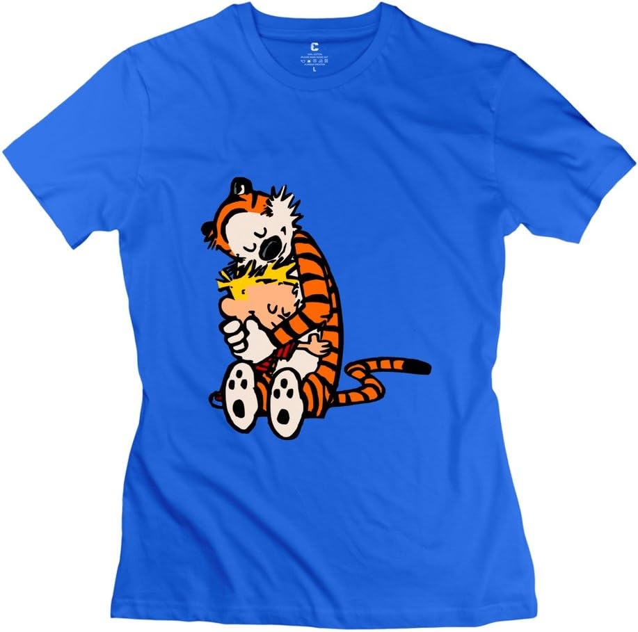 KST Women Calvin And Hobbes Hug T-Shirt Cotton Cool M RoyalBlue
