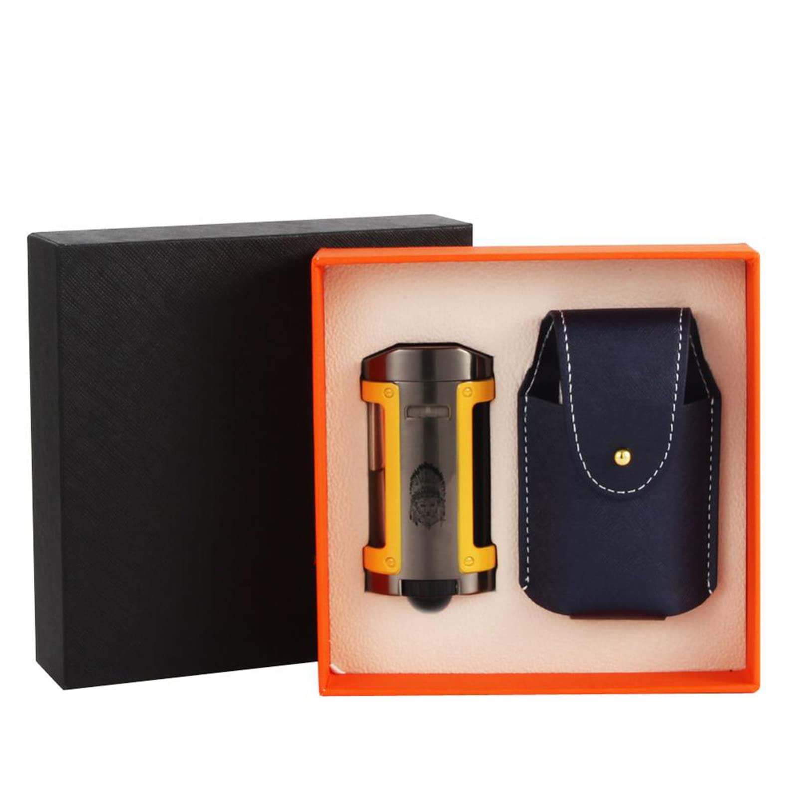 Bleu 4 Jet Torche Allume-Flamme Coupe-Vent Allume-Cigare en Métal Portable Accessoires pour Fumeurs Carburant Rechargeable (Butane Non Inclus)