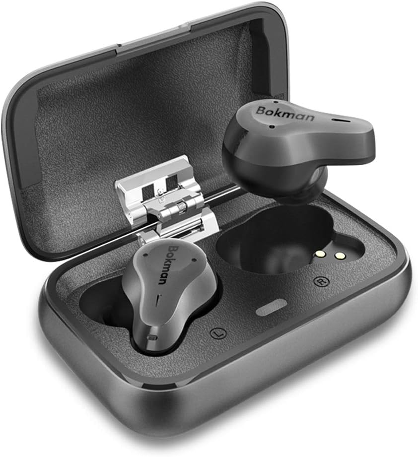 Wireless Earbuds, Bokman O7 Bluetooth Earphones, In-ear Headphones with Double Moving Iron Unit, APTX Bluetooth Transmission, IPX7 Waterproof, Noise Cancelling(Space Grey)