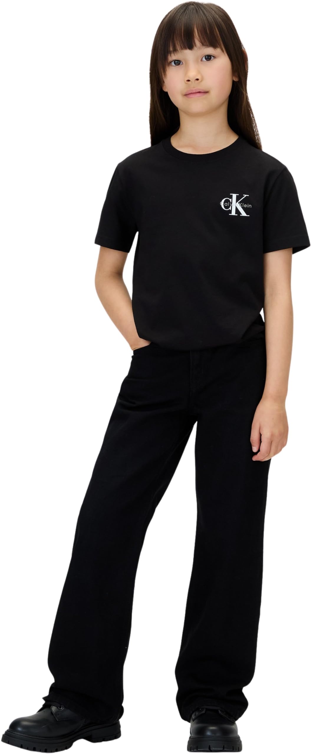 Calvin Klein T-​Shirt Unisex Monologo SS IU0IU00719 S/​S, Nero (CK Black), 8 Anni, Nero (CK Black), 8 Anni