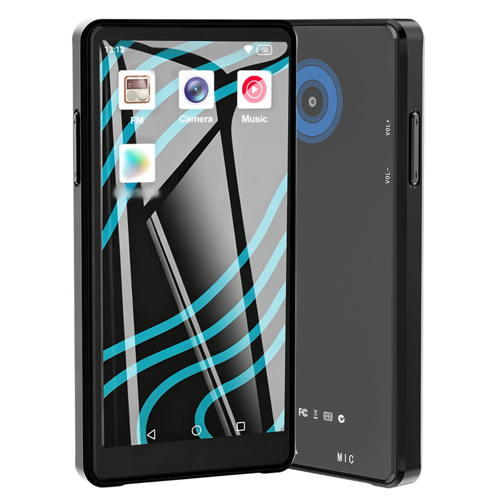 Reproductor MP3 con Pantalla Táctil de 4,99 Pulgadas Bluetooth 5.0 con Vídeo 1080P Cámara de 16 MP ROM de 64 GB, Reproductor de Música Portátil para Lectura de Libros Electrónicos de y Vídeo,