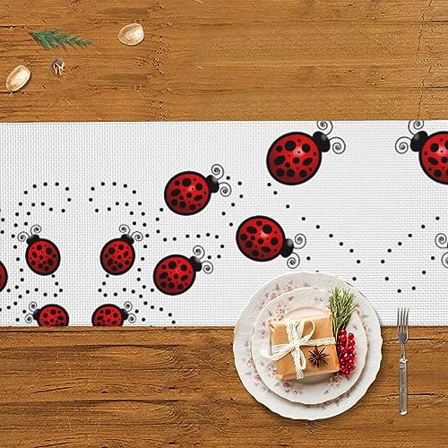 Chemin de table rustique avec motifs de coccinelles pour offrir à Noël - 4