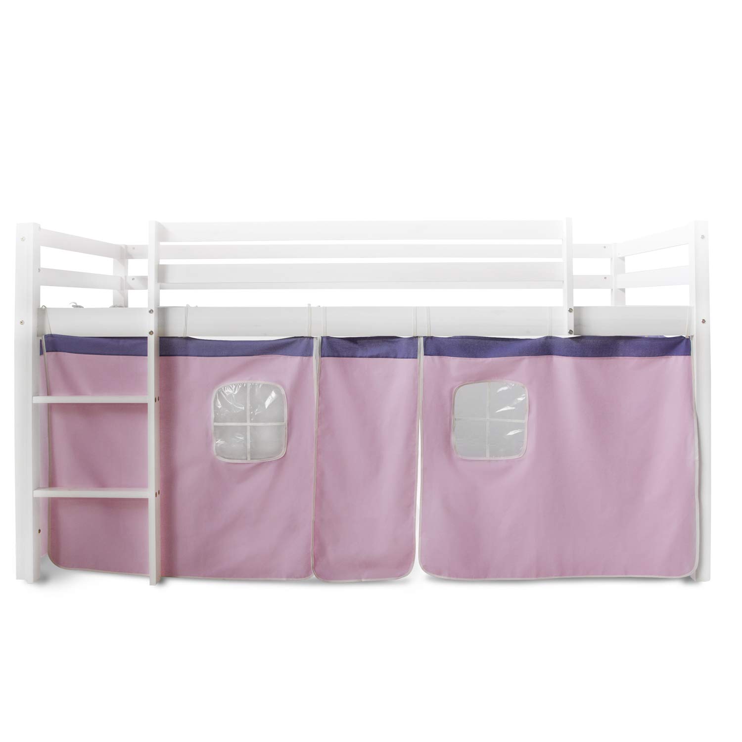 Homestyle4u Bettumrandung Vorhang Hochbett Rosa 100% Baumwolle Bettvorhang Kinderzimmer
