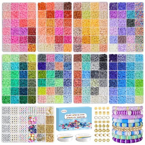 Dazhqp 31000 9 Boxes 192 Colours Clay Beads Bracelet Making Kit
