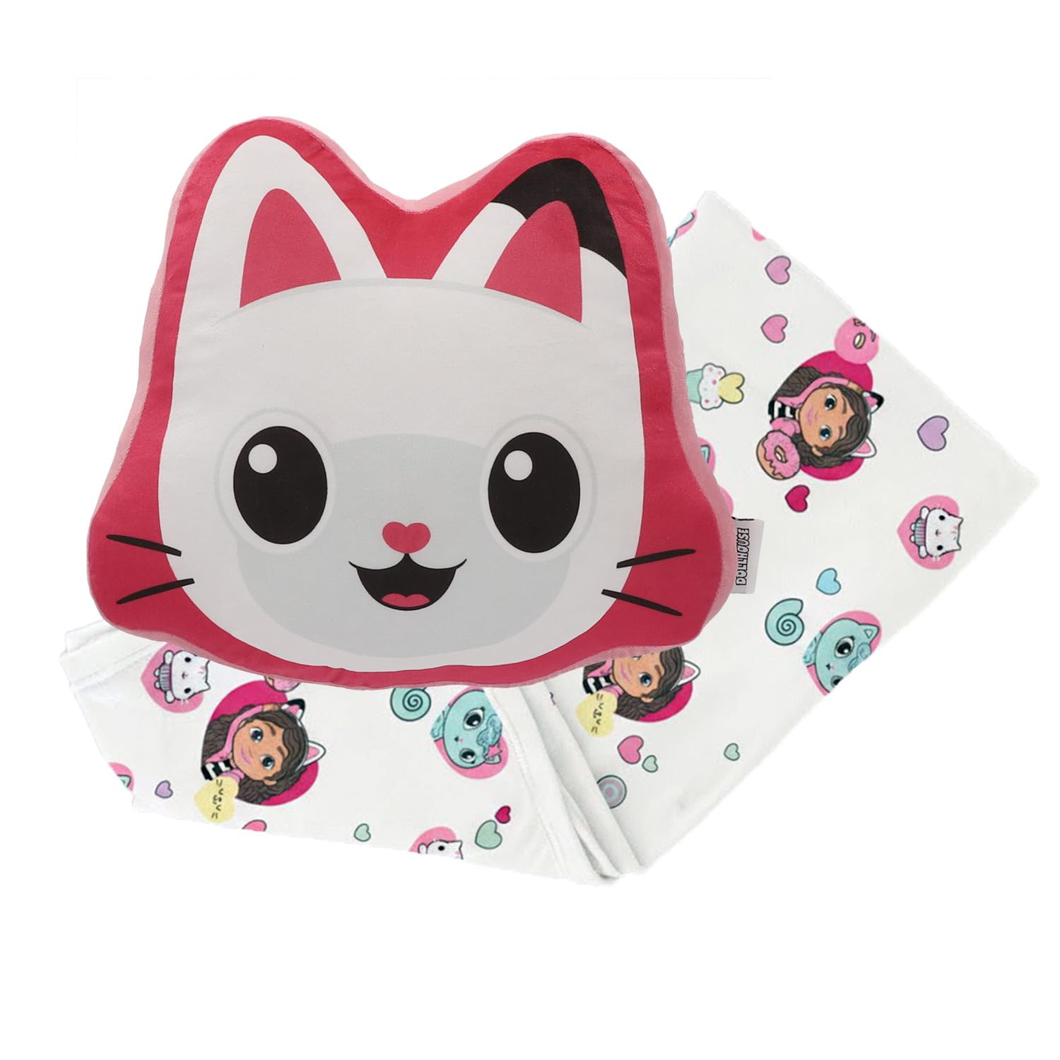 Sahinler Créateur D'univers Pink Gabby Et La Maison Magique – 3D Pandy Paw Gabby Cushion 35 X 35 Cm And Blanket 100 X 140 Cm – 100% Polyester