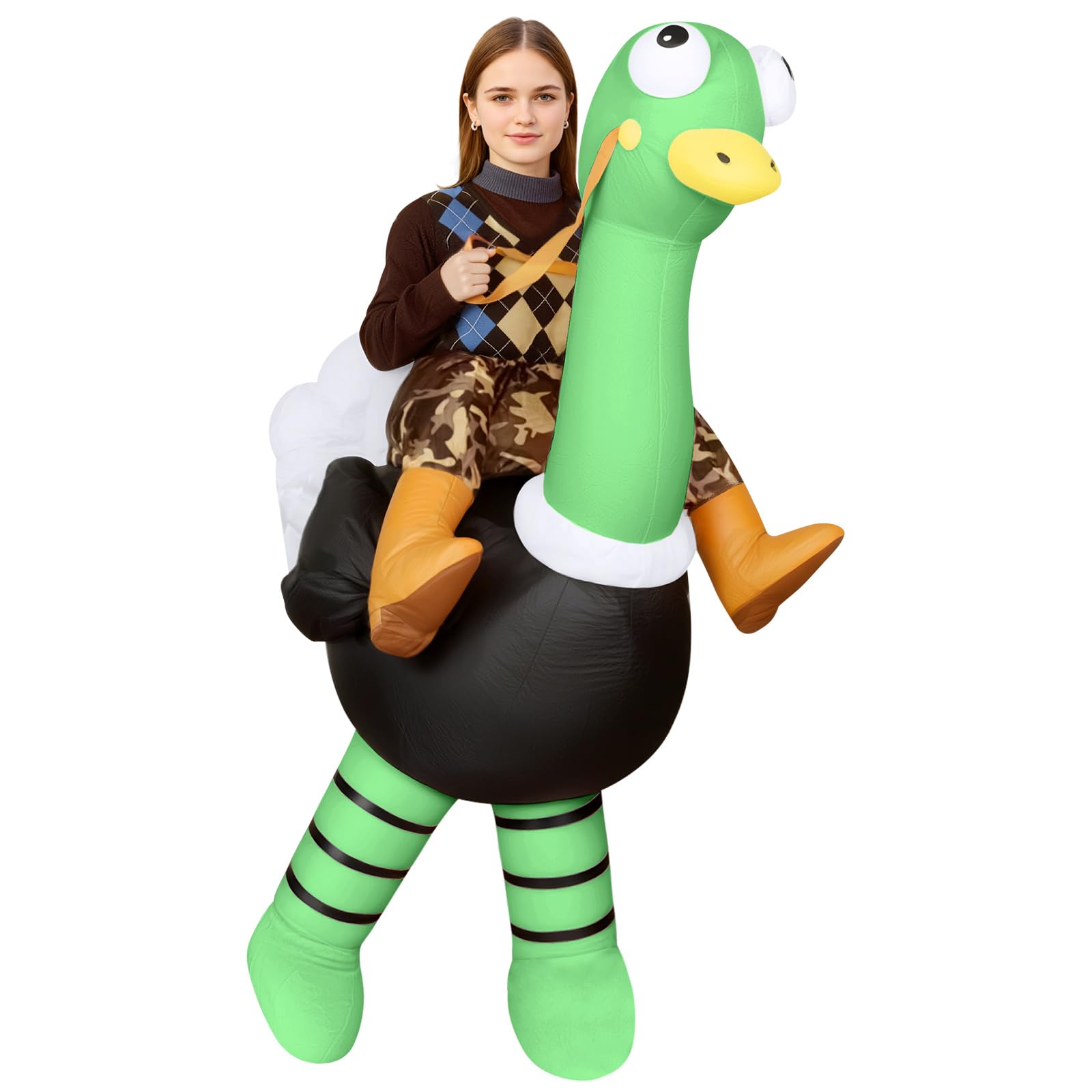 AYBUY Ostrich Costume, Ostrich Ride Inflatable Costume Blow up Fancy Dress for Adults, Funny Ride-on Ostrichs Halloween Costumes for Halloween Cosplay Masquerade Party（Light Green） — image 1
