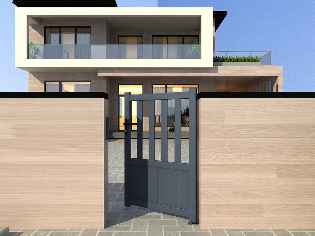 Portillon battant aluminium ajouré L100 x H140 cm anthracite BARTOS