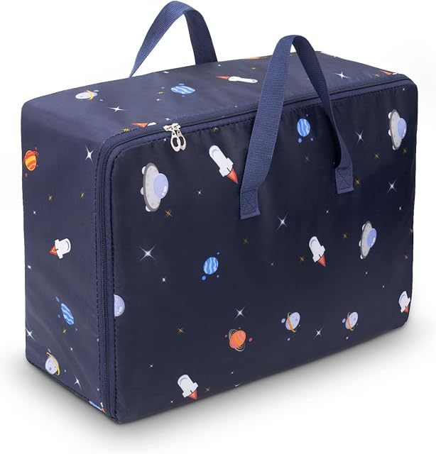 105 L Clothing Storage Bags with Handle and Zipper,Travel Moving Bags for Clothes Throw Pillows Quilts, Moisture proof Luggage Bags,Sturdy, No-Smell(Navy Blue)