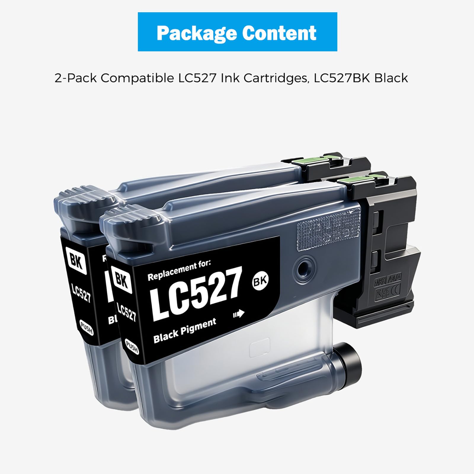 LC527 LC527BK Cartucce d'Inchiostro Compatibili Capacità Standard 1300 Pagine per Stampanti MFC-J4350DW MFC-J4550DW MFC-J6560DW MFC-J6760DW MFC-J6960DW MFC-J6975DW MFC-J6977DW (2 Pack)