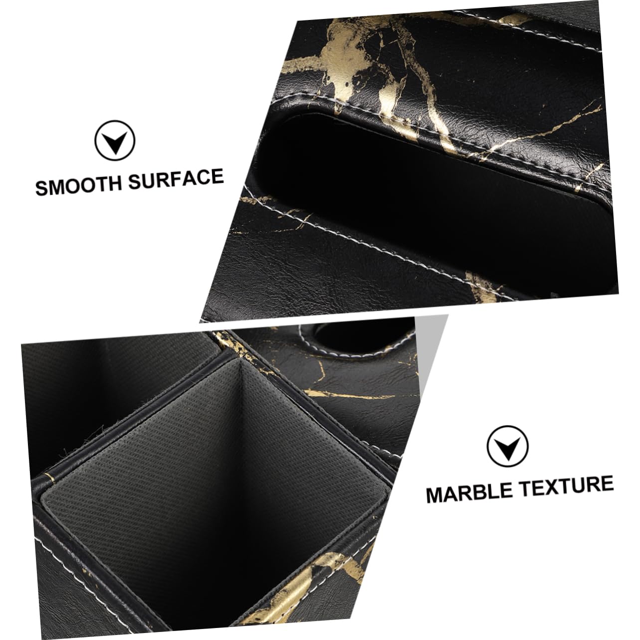 Caja Organizadora De Piel Mármol Soporte Multifunción Para Mandos Tv y Pañuelos Compartimentos Diseño Elegante Para Salón y Oficina