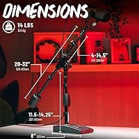 Vista 6 de Gator Frameworks - Soporte de micrófono de base corta y pesada con brazo telescópico y contrapeso de 2.5 libras, ideal para escritorio, grabación