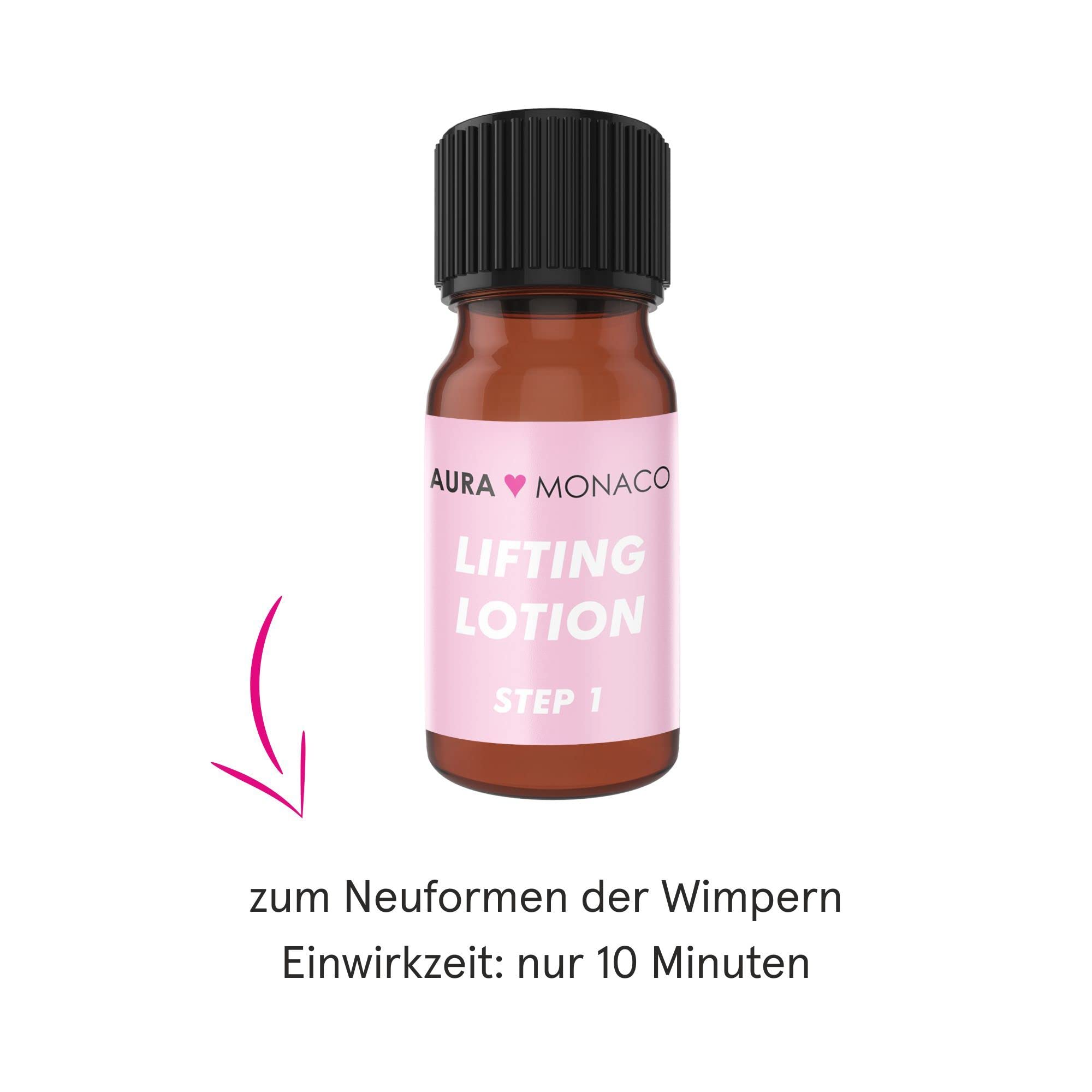 AURA Monaco | Wimpernlifting Set & Lash Lift Kit 'Pro' – Profi-Set mit veganen Lifting-Lotions, Primer, Kleber, Kollagen & Keratin – für bis zu 50 Behandlungen