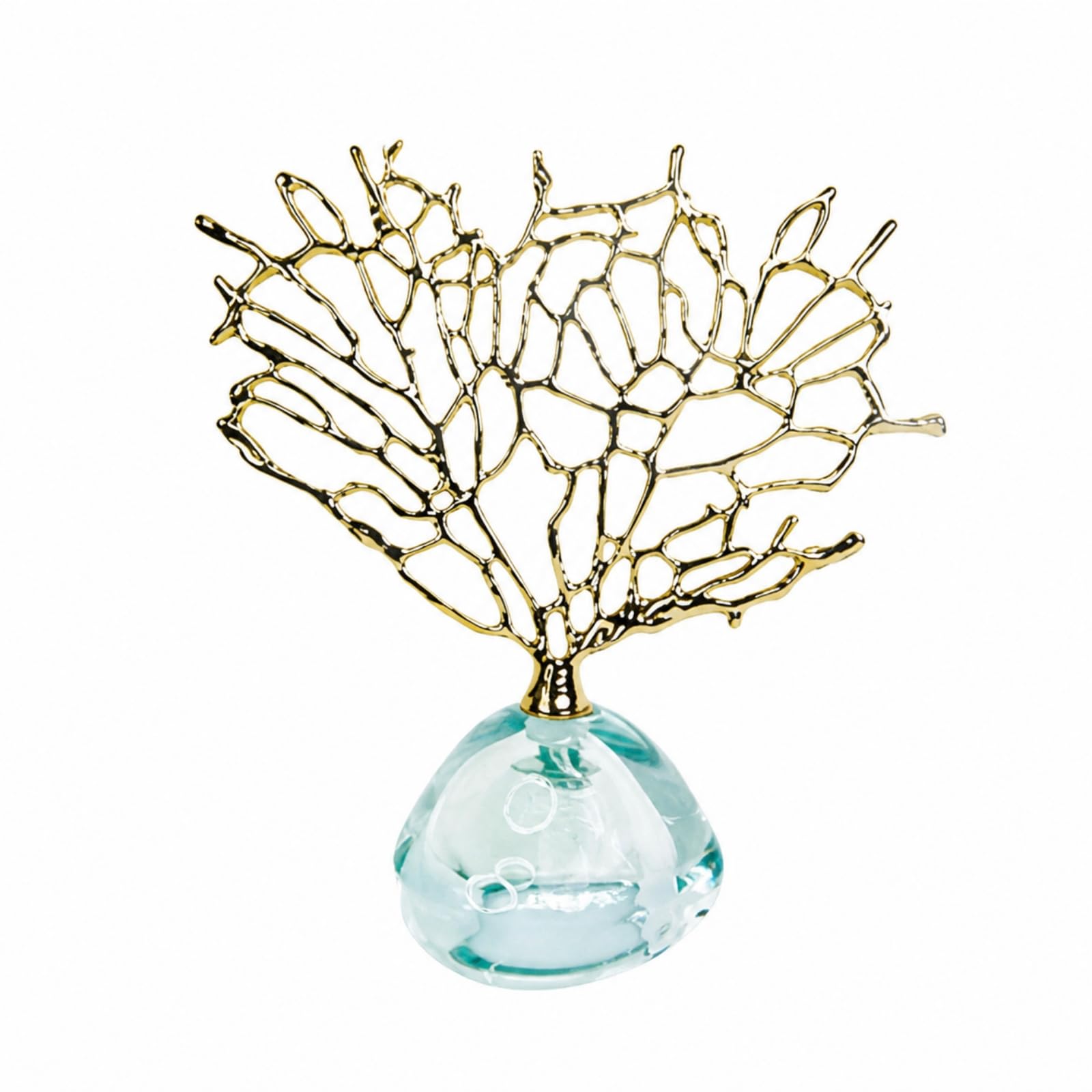 Colcolo Adorno con Forma Planta corativo Transparente, Figura Metal, Estatua corativa, para Escritorio, S