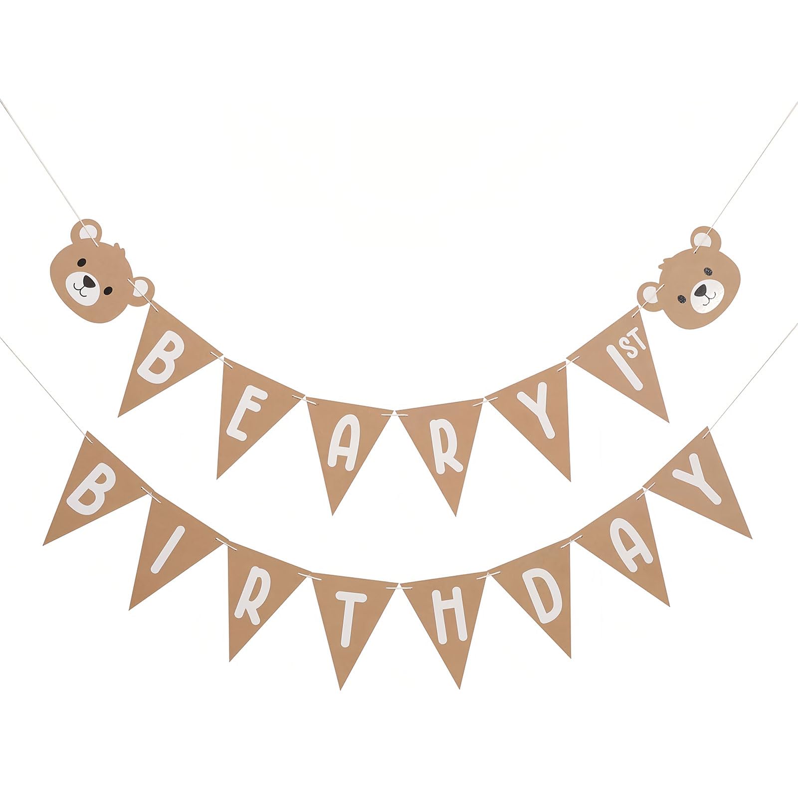 CHarmeFleur Beary 1st Birthday Banner – Neutral Bear Party Banner, Decorations For Boys, My Beary Celebration Banner
