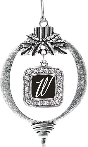 Miniatura 254 de Inspired Silver - My Vintage Initials - Adorno con dije de letra J - Adornos navideños cuadrados de plata con joyas de circonita cúbica