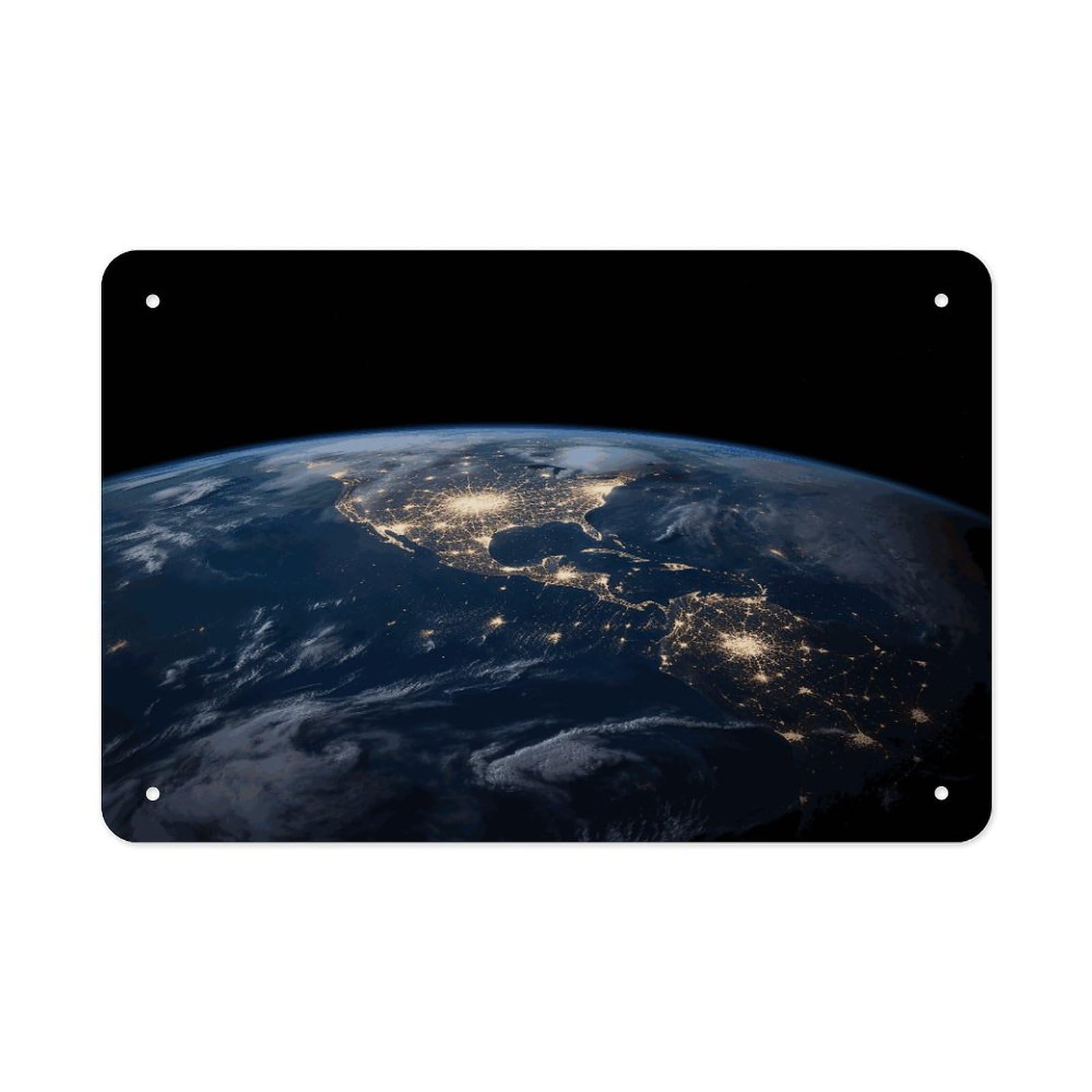 Fodpand Style Earth From The Outer Space Wall Art Metal Signs Tin Sign