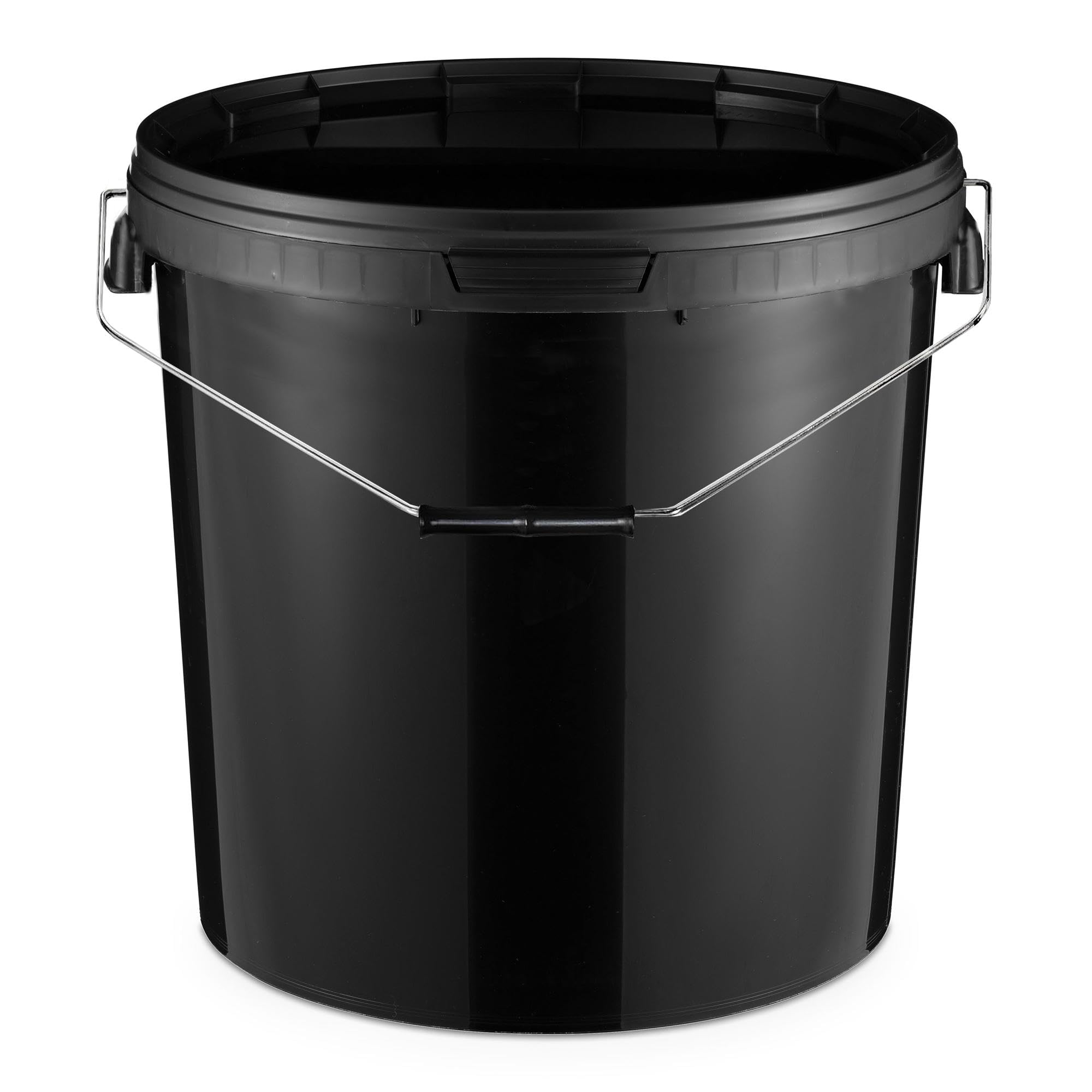 BenBow Bucket with lid 30 L Schwarz 10x 30 Litres - food-safe, stable, airtight, leak-proof, odorless - plastic storage container with metal handle - empty - storage container - for home use
