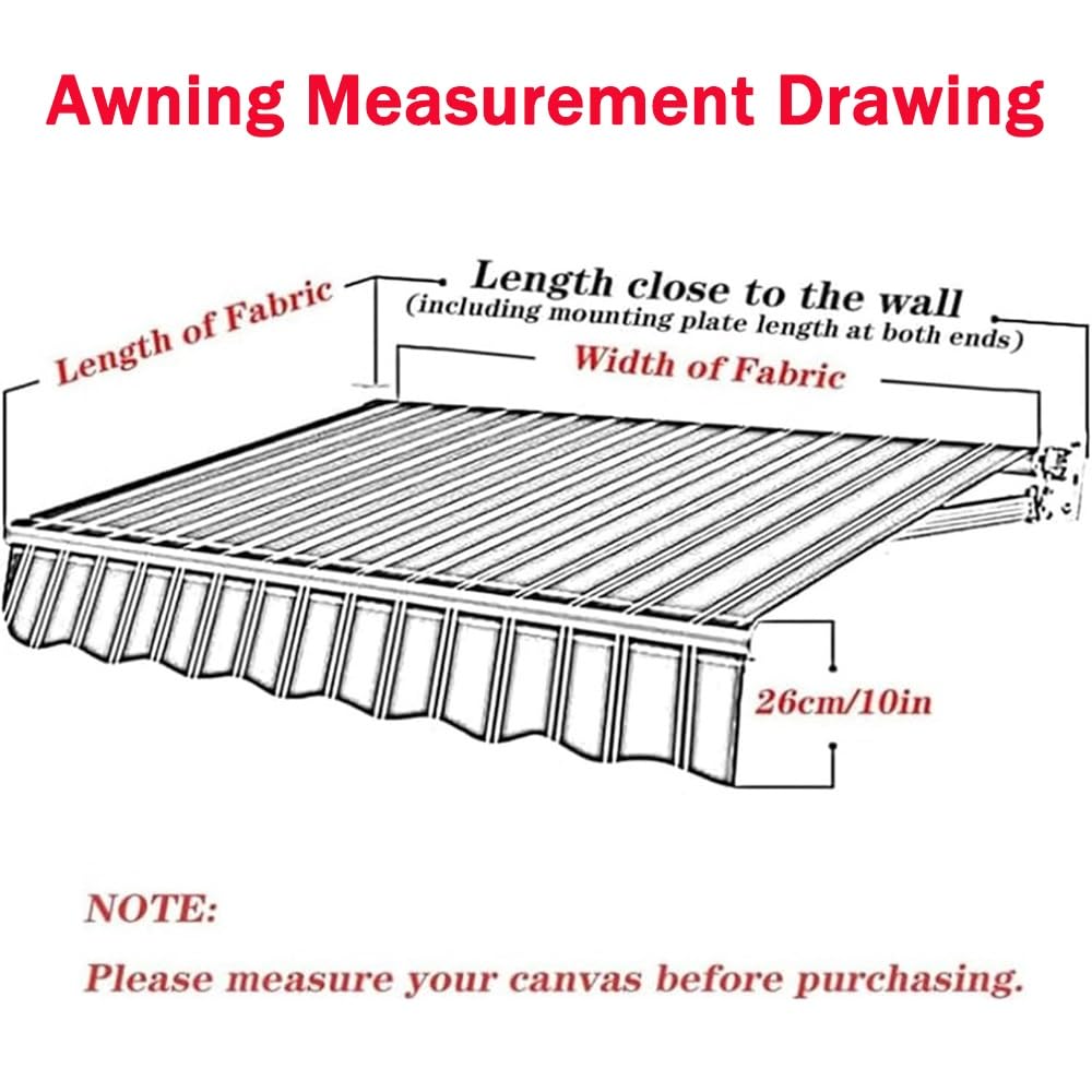 Tela di ricambio manuale retrattile per tenda da sole, 4,9 x 3,7 m, 3,7 x 3 m, 3 x 2,4 m, 2,4 x 1,5 m, tenda parasole per esterni per cortile e terrazza, a righe A (2,5 x 1,5 m)