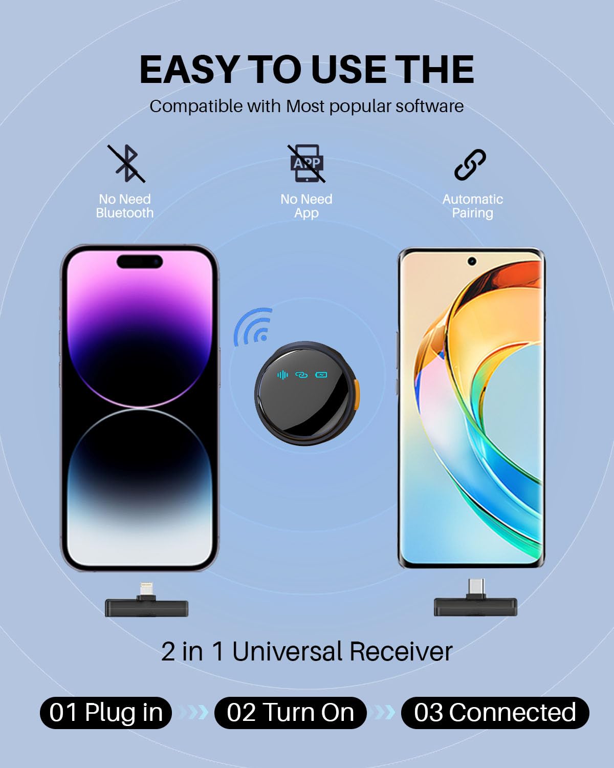 2 Pack Professional Wireless Lavalier Microphone for iPhone iPad Android with Charging Case Noise Reduction Plug-Play Clip on Lapel Mic for Video Recording Vlogging, YouTube, Interview, Live Streaming: Cylindrical