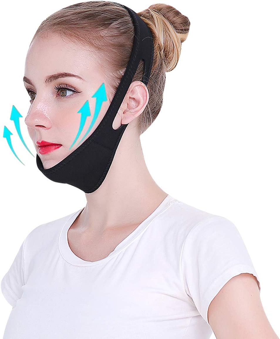 MOLECOLE Face Slimming Strap for Eliminating Sagging Skin, Pain-Free Face Lifting Bandage, V Line Chin Strap, Face Lifter Strap, Lifting Firming Anti Aging, Reducing Double Chin for Women, Men (Black)