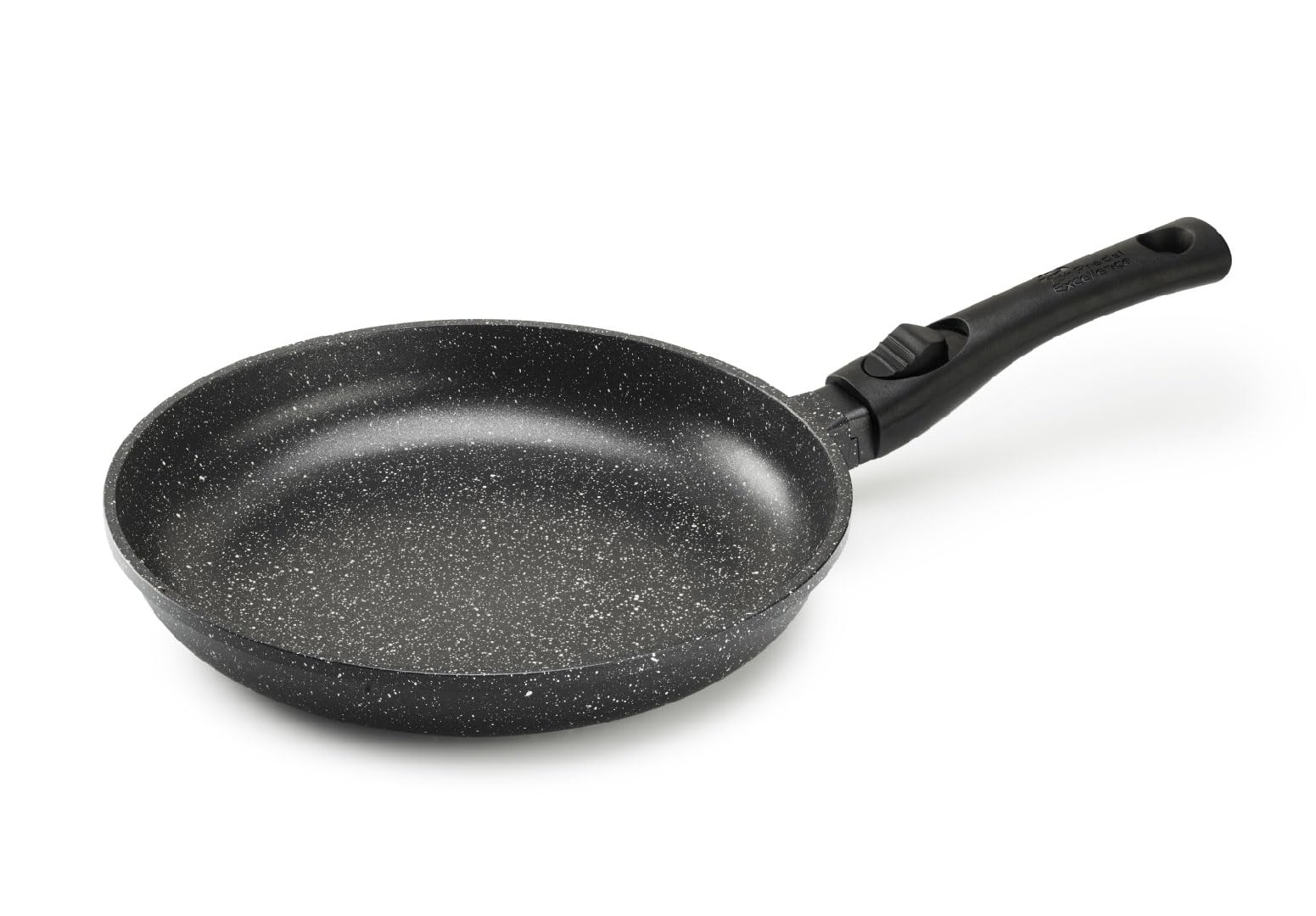 Pradel Excellence - PCUI001003 - Poêle en Fonte d'Aluminium Premium Ø28cm - Revêtement Anti-Adhésif Façon Pierre - Manche Amovible - Tout Feu, Induction, Four, Noir