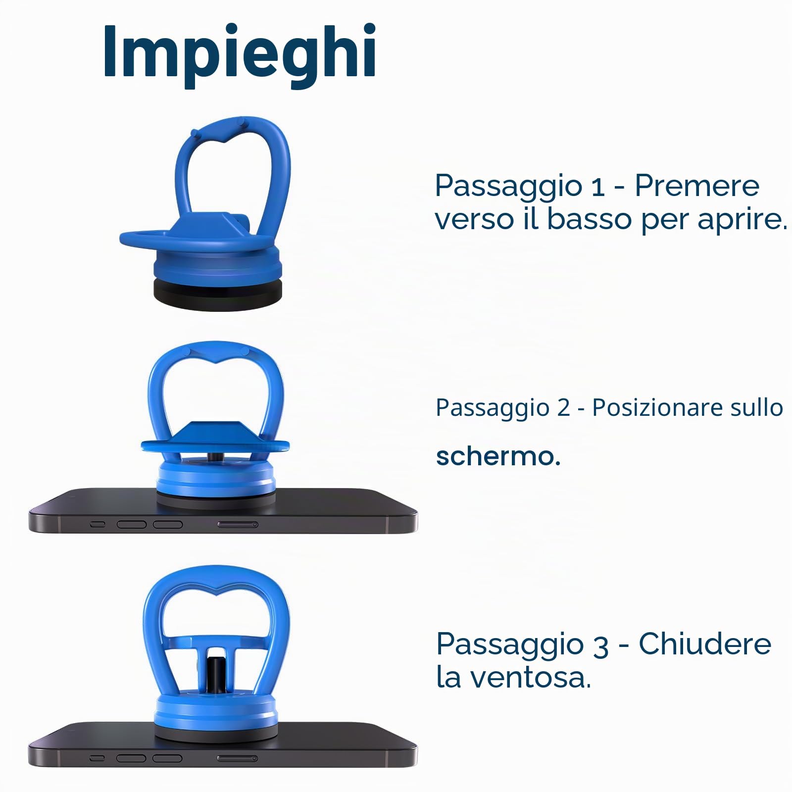 MMOBIEL Ventose 2 Pezzi - Ventosa per Vetro, Estrattore di Ammaccature e Strumento di Apertura per Dispositivi Elettronici fino a 10 kg - Piccole Ventosa per Impieghi Gravosi - Blu