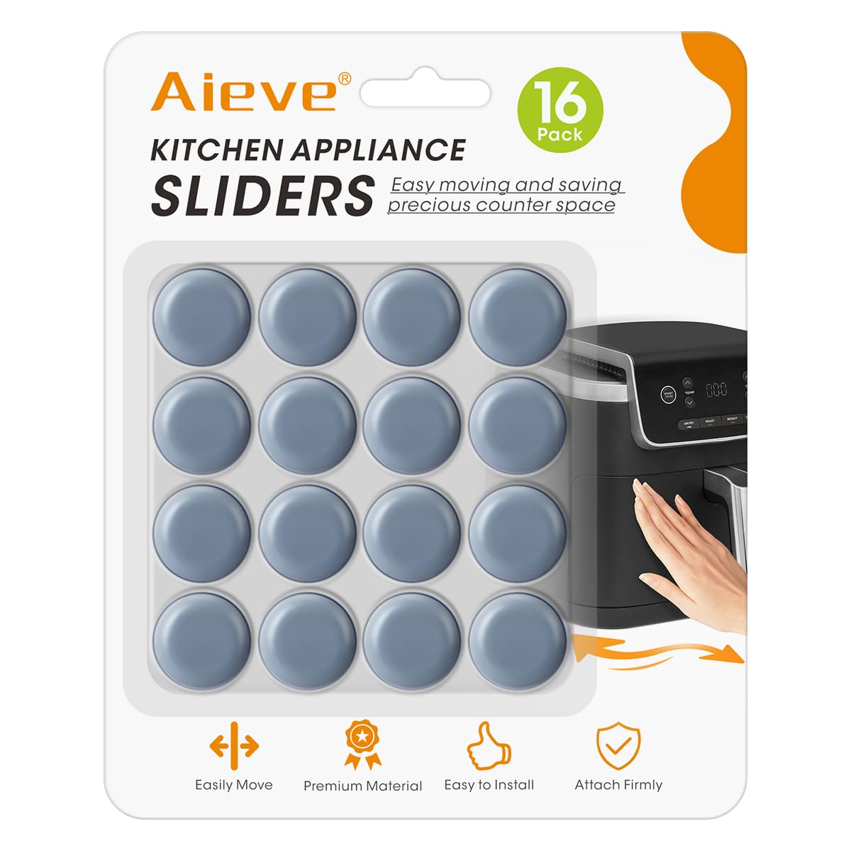 Invisible Glider 16 Pieces Magic Teflon Slider for Most Countertops, Small Kitchen Appliances, Coffee Maker, Air Fryer, Mixer and More, Easy to Move and Space Saving