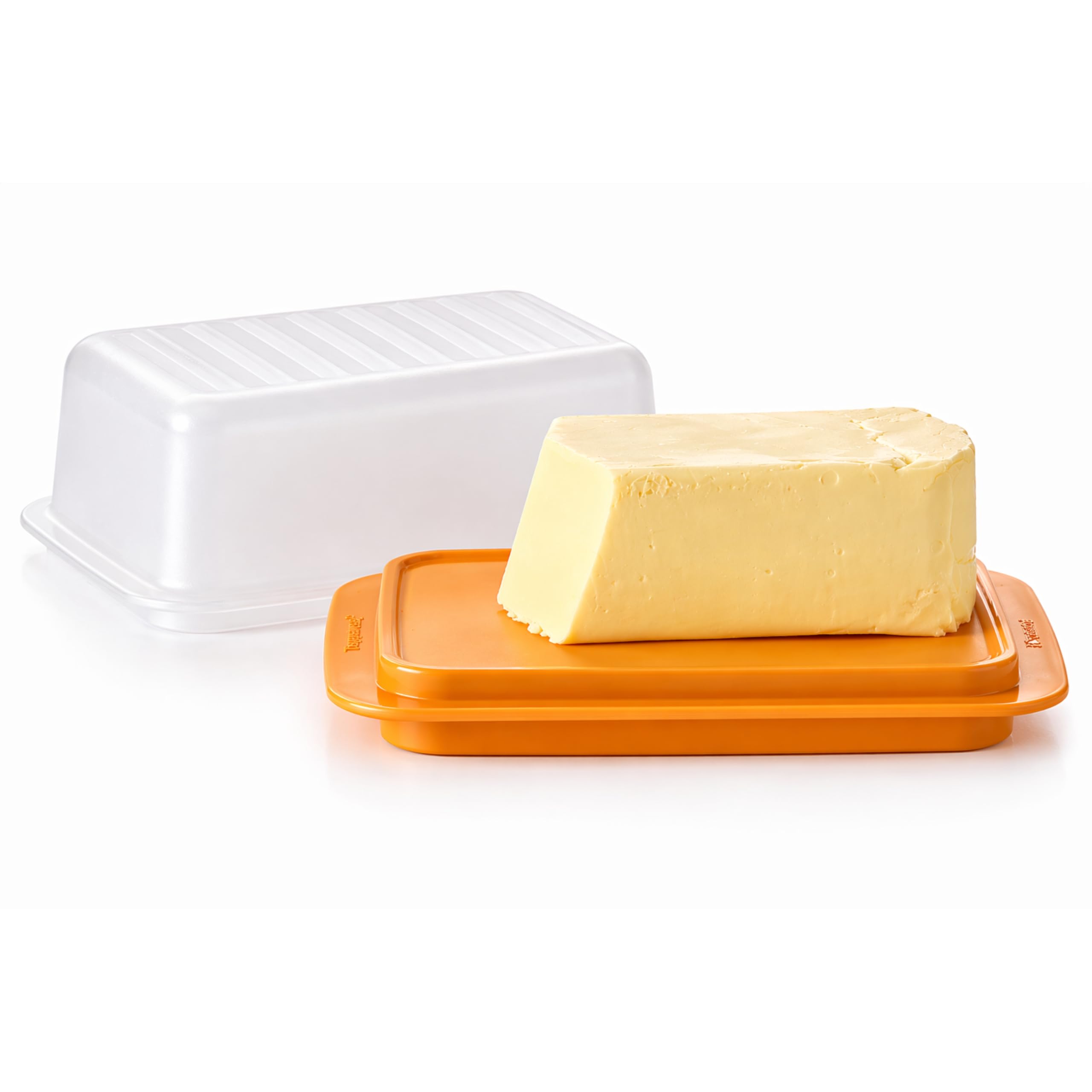 Tupperware Burriera arancione e bianco per burro fino a 6,5 cm di altezza! C21 (incl. cucchiaio cinese)