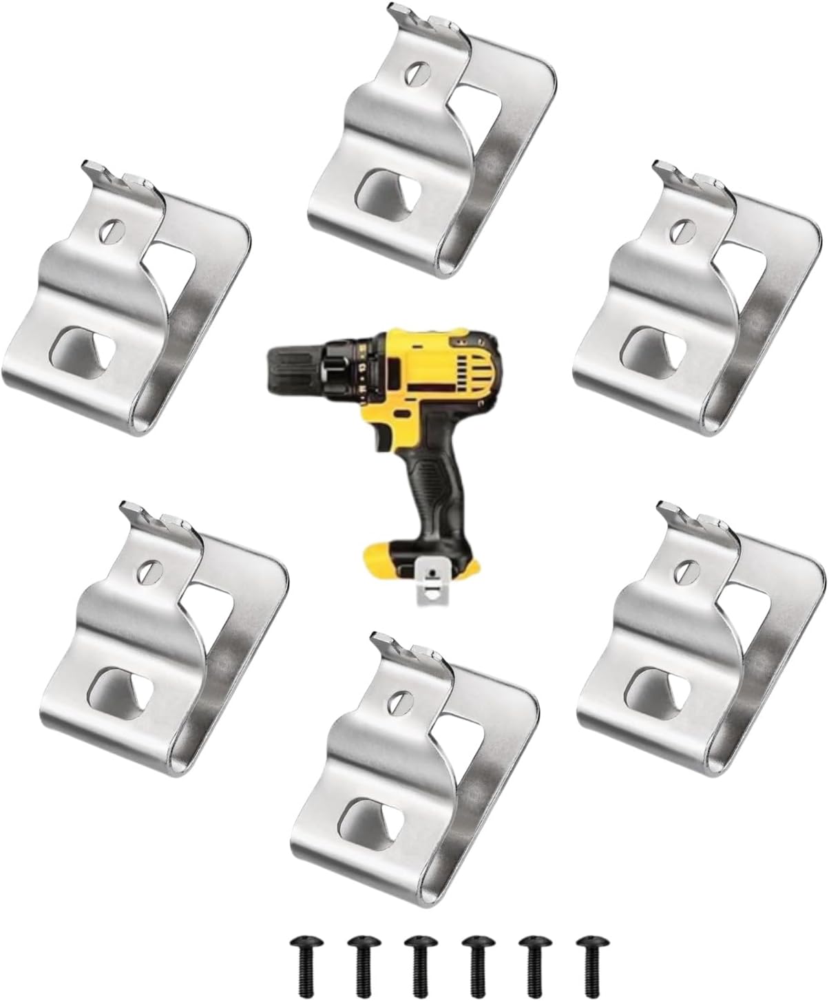 6-Piece N268241 N086039 Belt Clip Buckle for Stainless Steel Drilling Tool Clip (304, with Screws) - Compatible with 20V Power Tools DCD985, DCD980, DCD985L2, DCD980L2