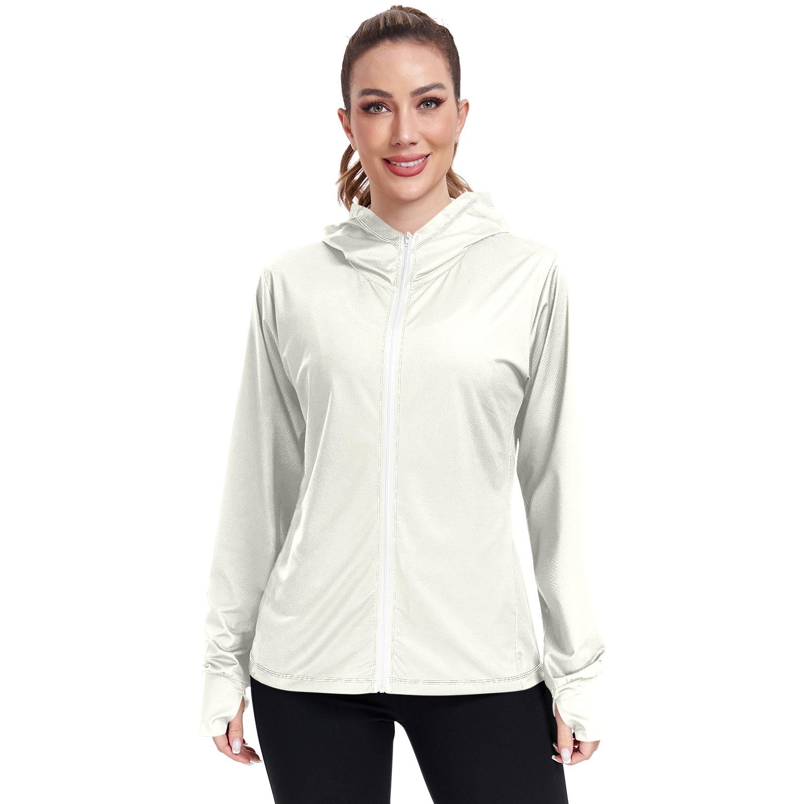 Mimosa Sweat à capuche UPF pour femme Protection solaire Fermeture éclair intégrale Manches longues Sweat à capuche zippé sur le devant Rashguard
