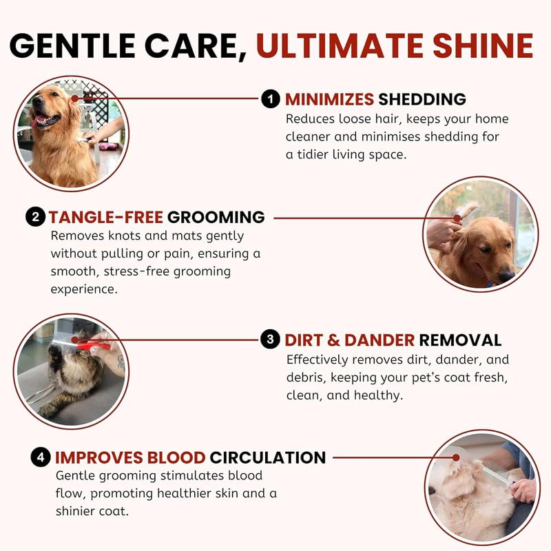 PSK PET MART Double Side Steel Needles Comb for Dogs and Cats - (Paw Dual Comb) | Grooming Rake Shedding for Dogs, Cats - Cleaning Supplies (Color May Vary) 4