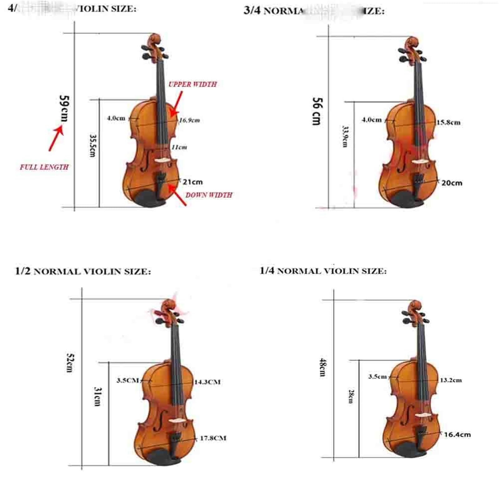 Accesorios Profesionales Violin Estuche Rígido De Espuma Triangular Para Violín 4/4 3/4 1/2 1/4 Y 1/8 Accesorio Profesional(3/4)