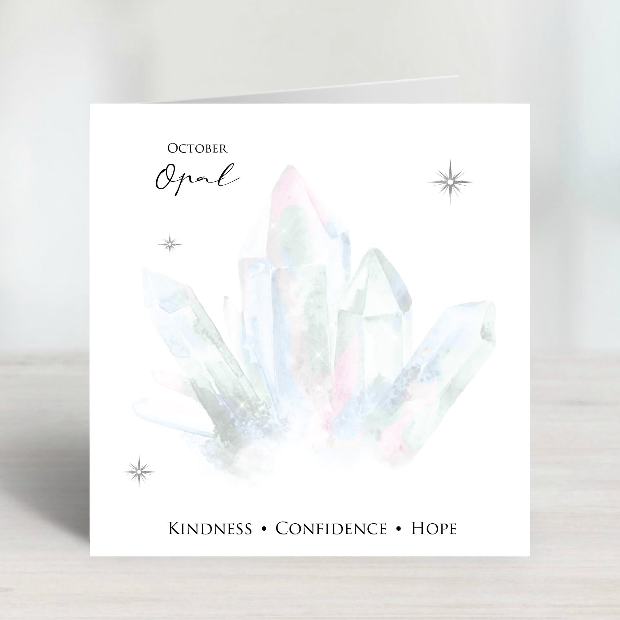 New Age Crystal Healing Gem Stone Birth Stone Birthday Cards (Oct - Opal)