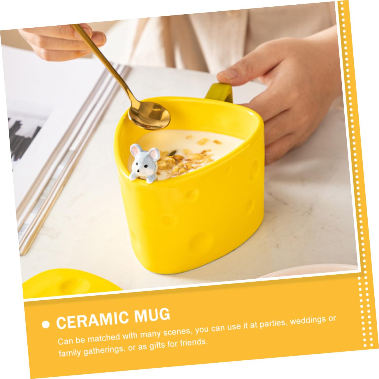 Keramik Kaffeetasse Käseform mit Löffel Kleine Milchhalter Tasse für Kaffee Joghurt Vielseitig Hitzebeständig Platzsparend für Frühstück und Alltag