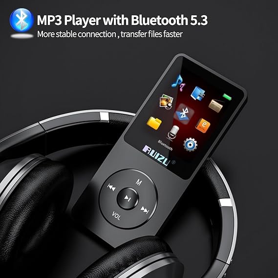 Bluetooth 5.0 ile MP3 çalar, RUIZU 8 GB çocuklar için müzik çalar, dijital ses çalar, FM radyo, ses kaydı, video oynatma, e-kitap, 80 saat oynatma