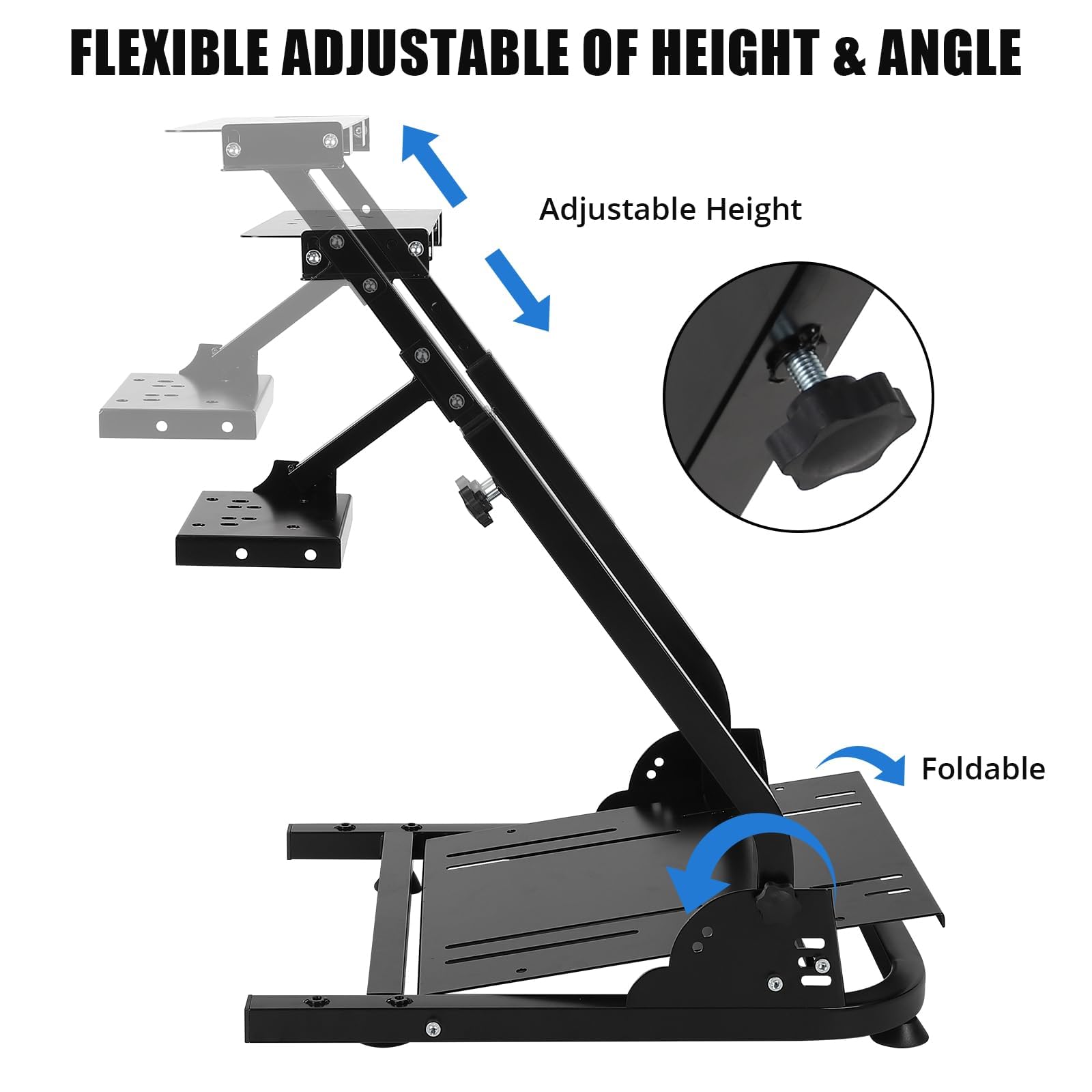 Garvee Support de volant de course G920 pliable et réglable – Design en L robuste – Compatible marque renommée G25/G27/G29/G920 – Pour PS5/PS4/PC – Double bras tube carré européen, rangement pliable