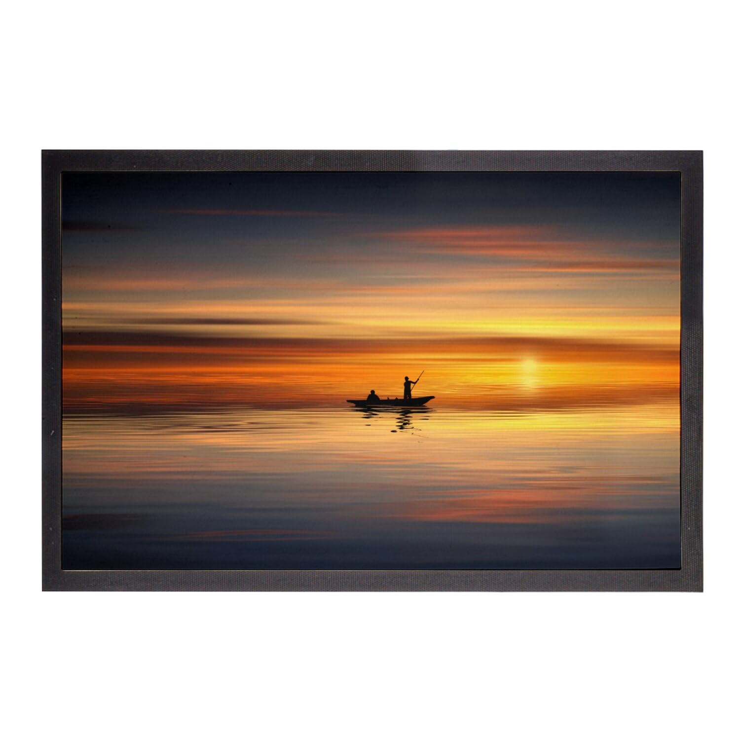Paillasson barque sur la mer soleil couchant pour entrée maison côtière
