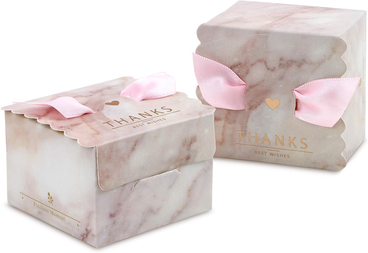 FEIYI 50 PCS Angel Wings Designed Chocolate Candy Gift Boxes for Wedding, Baby Shower, Birthday, Kids Party, Bridal Shower, Garden Party, and Festival Celebration Favor Boxes (Granite Grey)