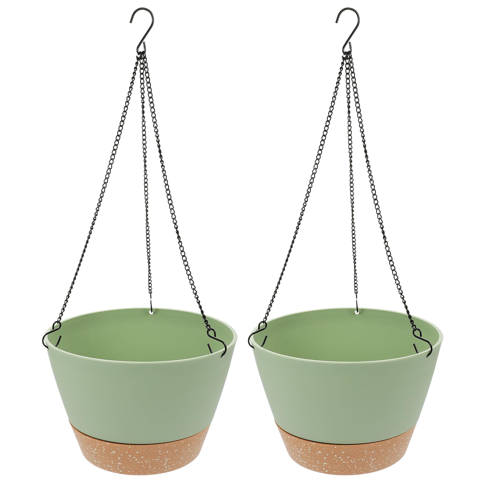 Pots de Fleurs Suspendus en Plastique Vert 2pcs Adaptés pour Plantes D'extérieur et Balcon Système Suspendre Pratique