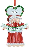 Vista 1 de Ornaments by Elves Adornos personalizados para parejas 2024 – Pijamas de Papá Noel, decoración del orgullo 2024, adornos de recuerdo de nuestra