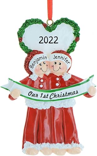 Ornaments by Elves Adornos personalizados para parejas 2024 Pijamas de Papá Noel, decoración del orgullo 2024, adornos de recuerdo de nuestra