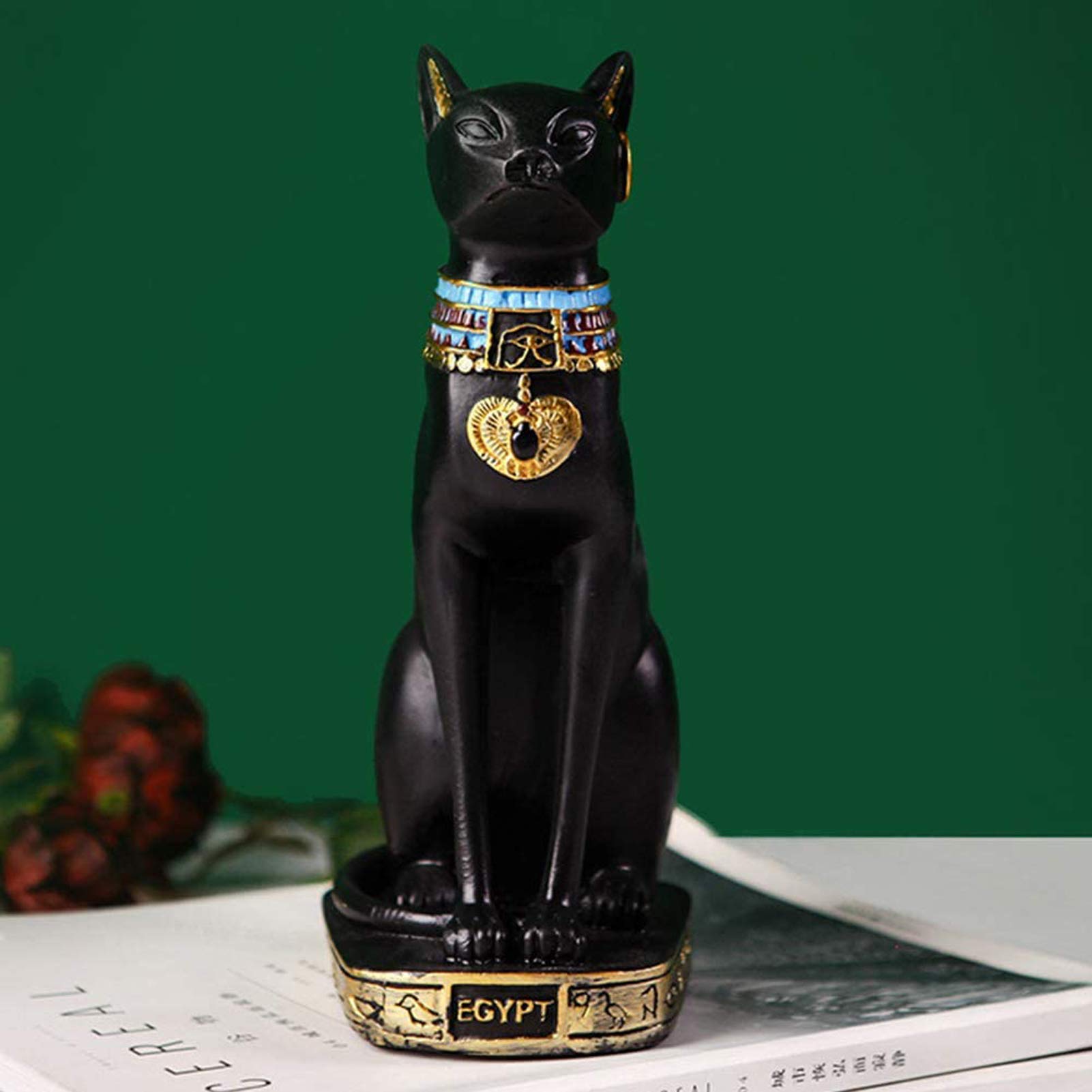 Ägyptische Katze Göttin Bastet Statue Dekofigur,alte exotische Haushalt Sammler Figur für Haus Zimmer Garten Ornament Exquisite Dekor,Schwarz,L